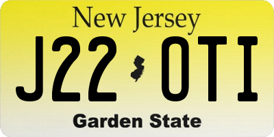 NJ license plate J22OTI