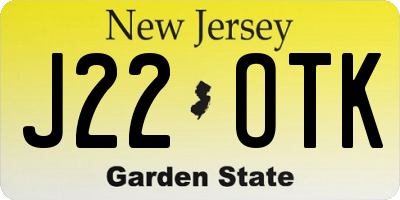 NJ license plate J22OTK