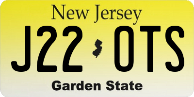 NJ license plate J22OTS