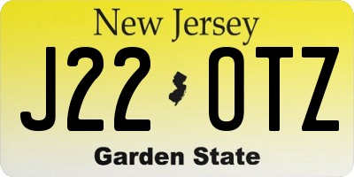 NJ license plate J22OTZ