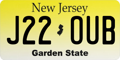 NJ license plate J22OUB