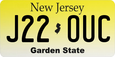 NJ license plate J22OUC