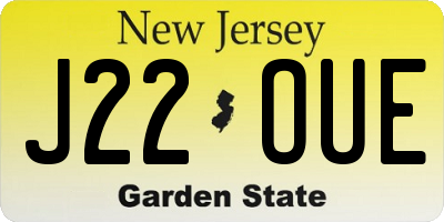 NJ license plate J22OUE