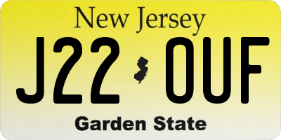 NJ license plate J22OUF