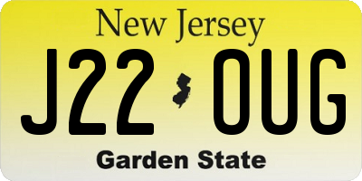 NJ license plate J22OUG