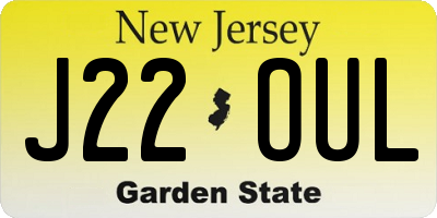 NJ license plate J22OUL