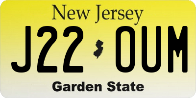 NJ license plate J22OUM