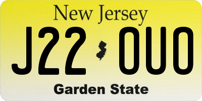 NJ license plate J22OUO