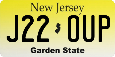 NJ license plate J22OUP