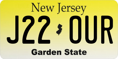 NJ license plate J22OUR