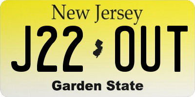 NJ license plate J22OUT