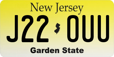 NJ license plate J22OUU