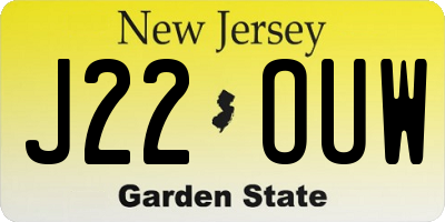 NJ license plate J22OUW