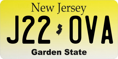 NJ license plate J22OVA