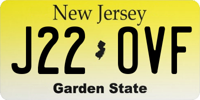 NJ license plate J22OVF