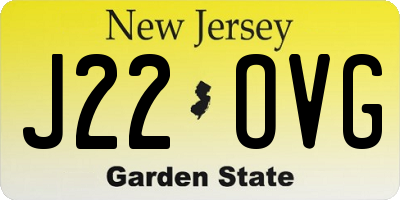 NJ license plate J22OVG
