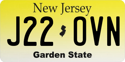 NJ license plate J22OVN
