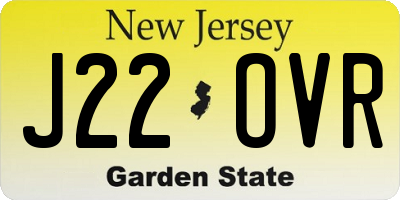 NJ license plate J22OVR