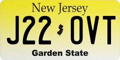 NJ license plate J22OVT