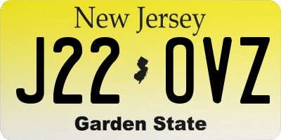NJ license plate J22OVZ