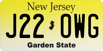 NJ license plate J22OWG
