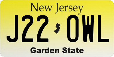 NJ license plate J22OWL