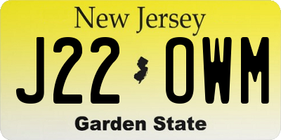 NJ license plate J22OWM