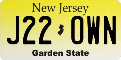 NJ license plate J22OWN