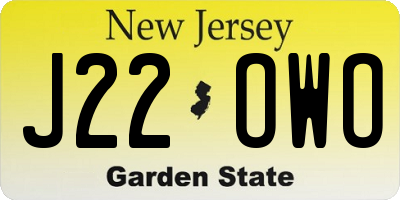 NJ license plate J22OWO