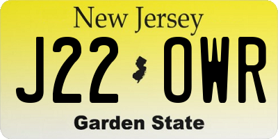 NJ license plate J22OWR