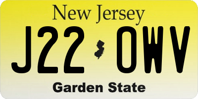 NJ license plate J22OWV