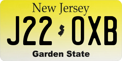NJ license plate J22OXB