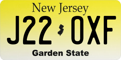 NJ license plate J22OXF