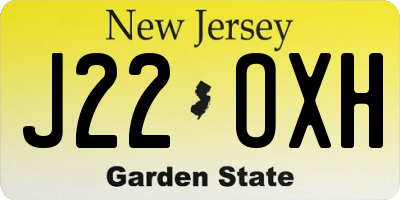 NJ license plate J22OXH