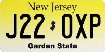 NJ license plate J22OXP