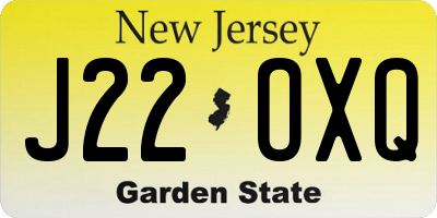 NJ license plate J22OXQ