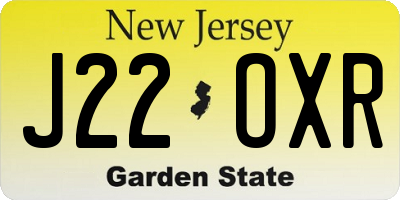 NJ license plate J22OXR