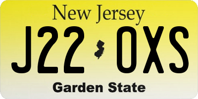 NJ license plate J22OXS