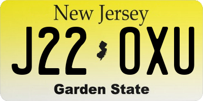 NJ license plate J22OXU