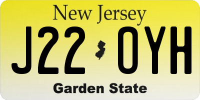 NJ license plate J22OYH