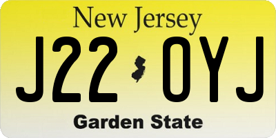 NJ license plate J22OYJ