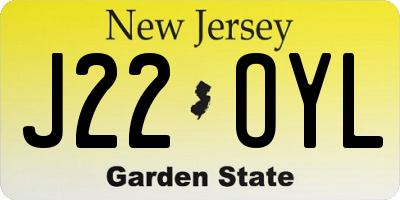 NJ license plate J22OYL