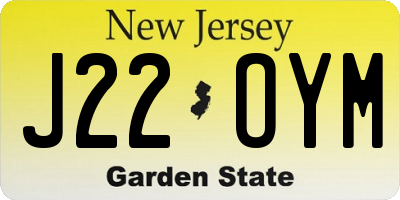 NJ license plate J22OYM