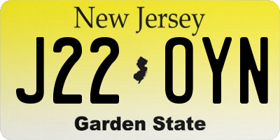 NJ license plate J22OYN