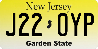 NJ license plate J22OYP