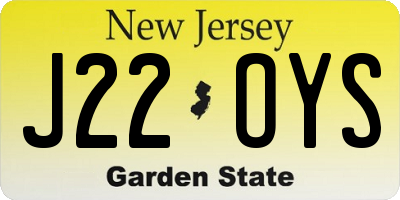 NJ license plate J22OYS