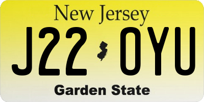 NJ license plate J22OYU