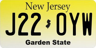 NJ license plate J22OYW