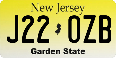 NJ license plate J22OZB