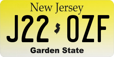 NJ license plate J22OZF